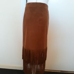 🤠🐎Michael Kors Brown Western Fringe Skirt Size 10